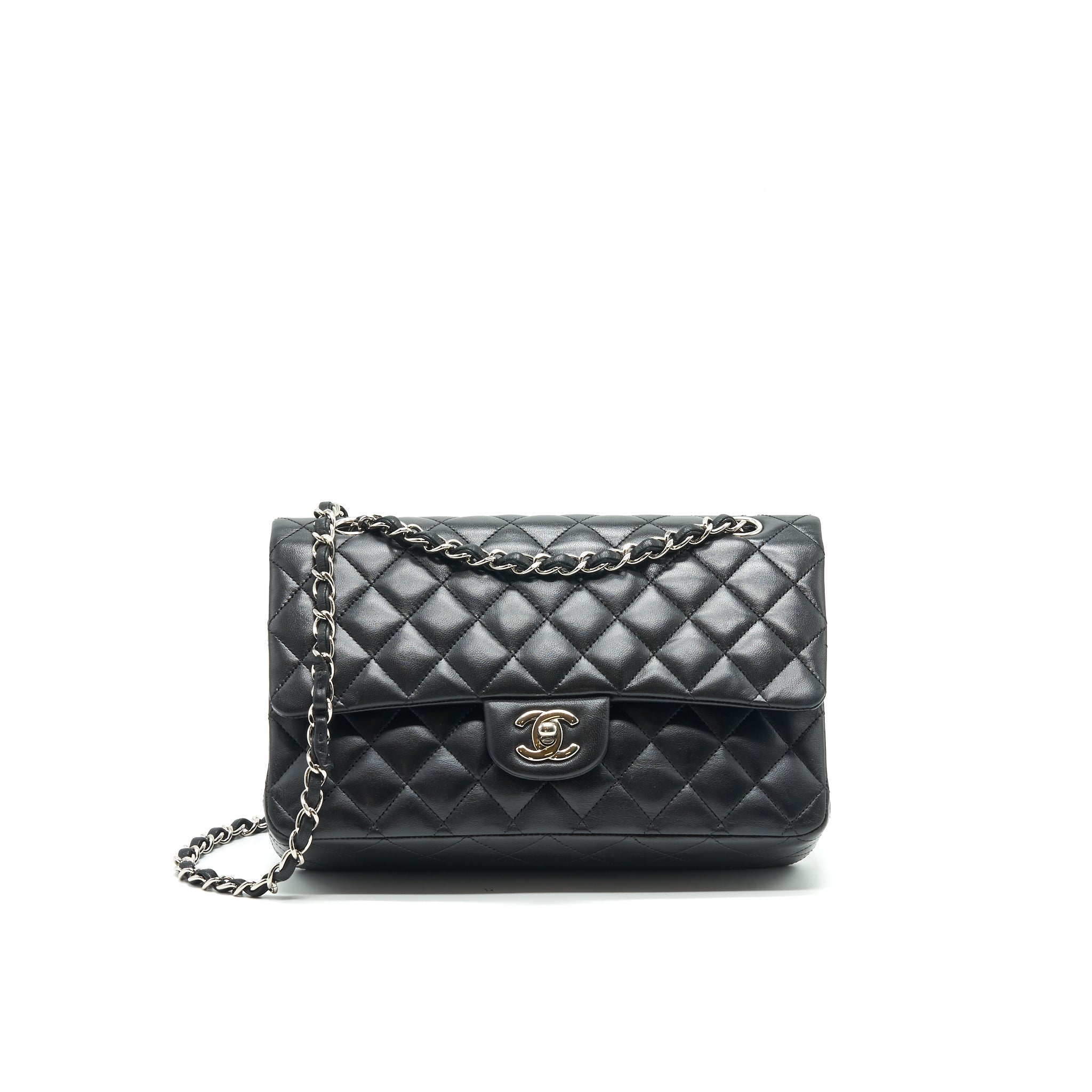 chanel-classic-double-flap-lambskin-black-shw-serial-13