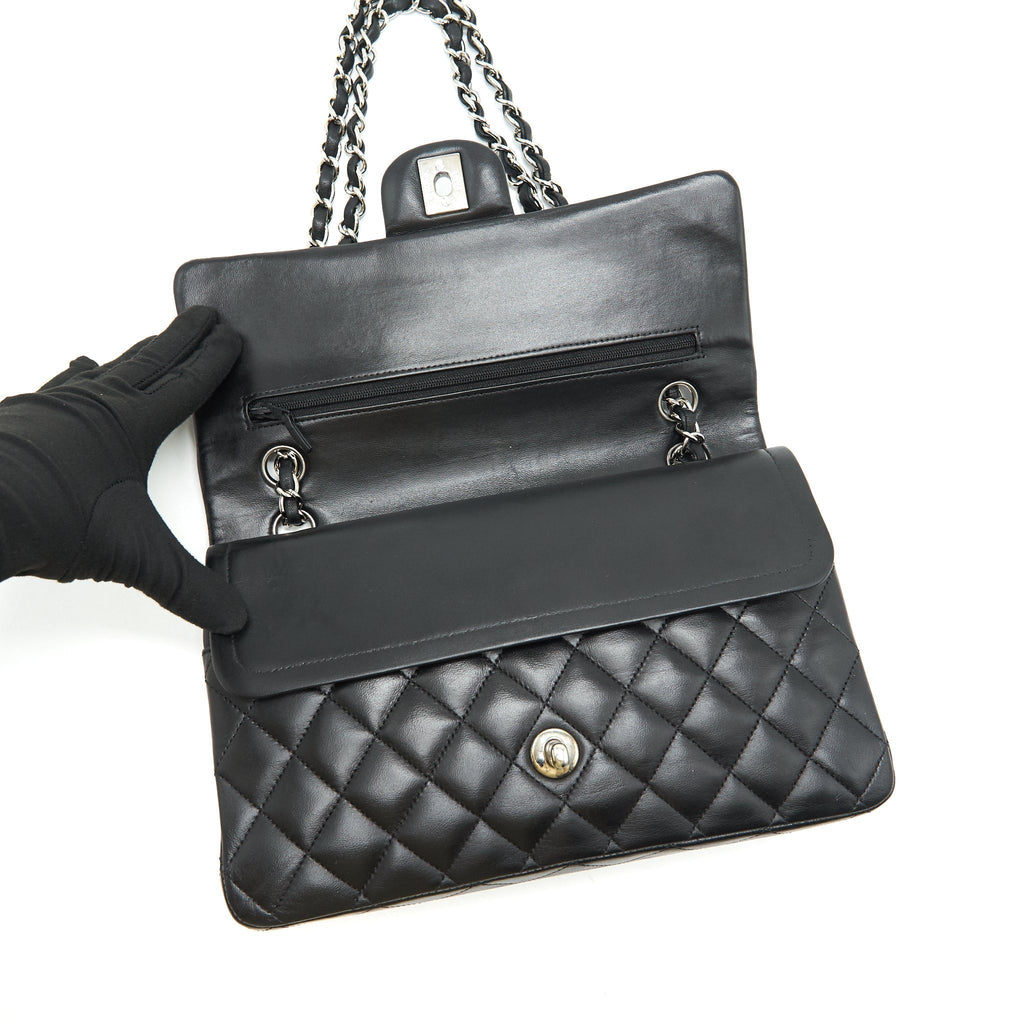 chanel-classic-double-flap-lambskin-black-shw-serial-13