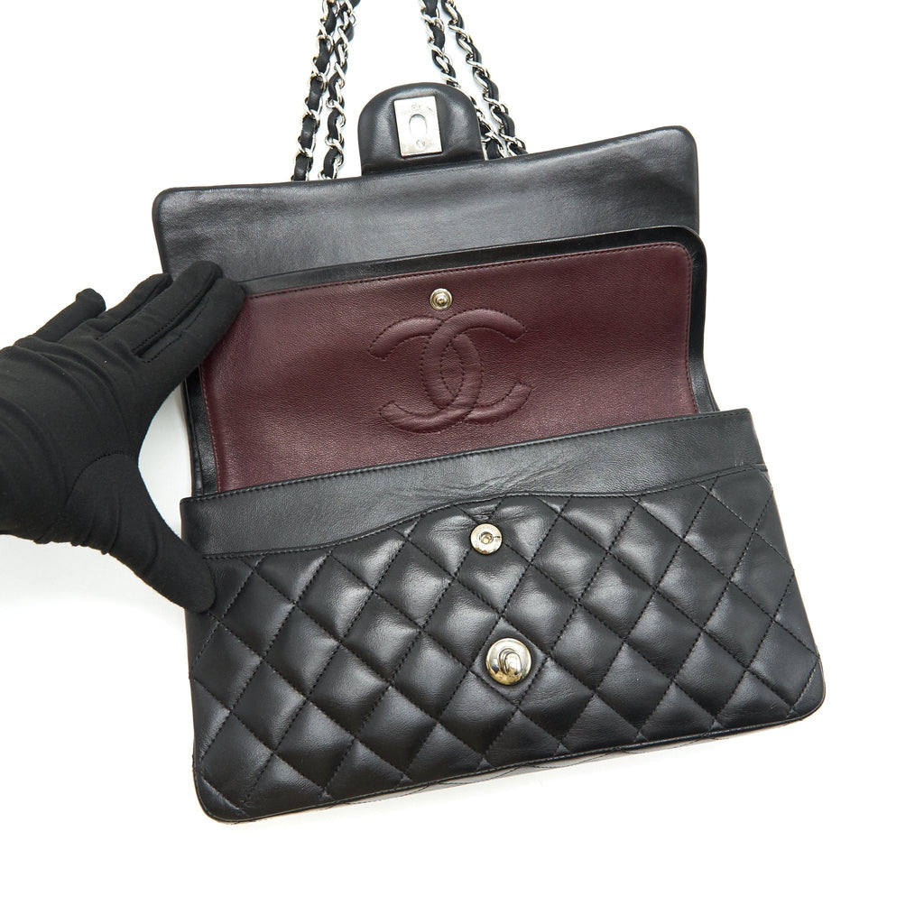 chanel-classic-double-flap-lambskin-black-shw-serial-13