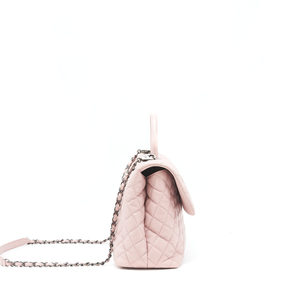 chanel-large-coco-handle-flap-bag-caviar-light-pink-ruthenium-hardware
