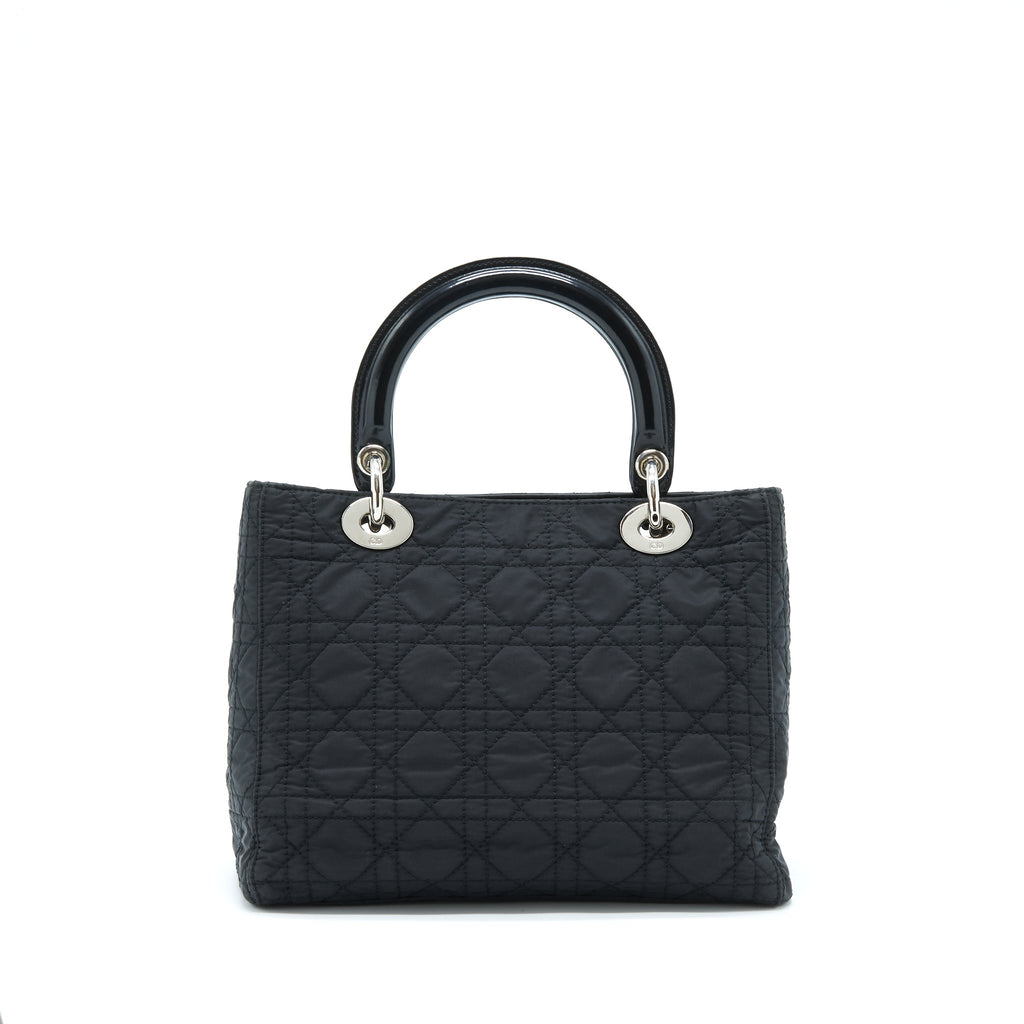 dior-vintage-medium-lady-dior-nylon-fabric-black-shw