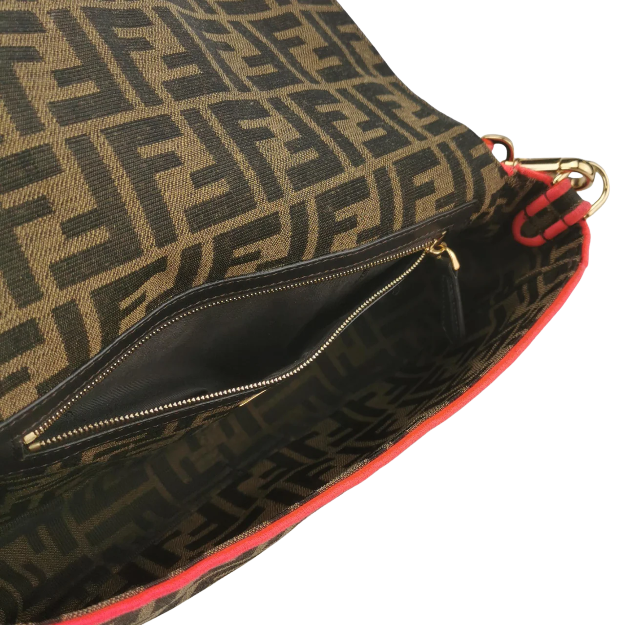 fendi-baguette-zucca-monogram-canvas-pink-neon-trimming-crossbody-bag