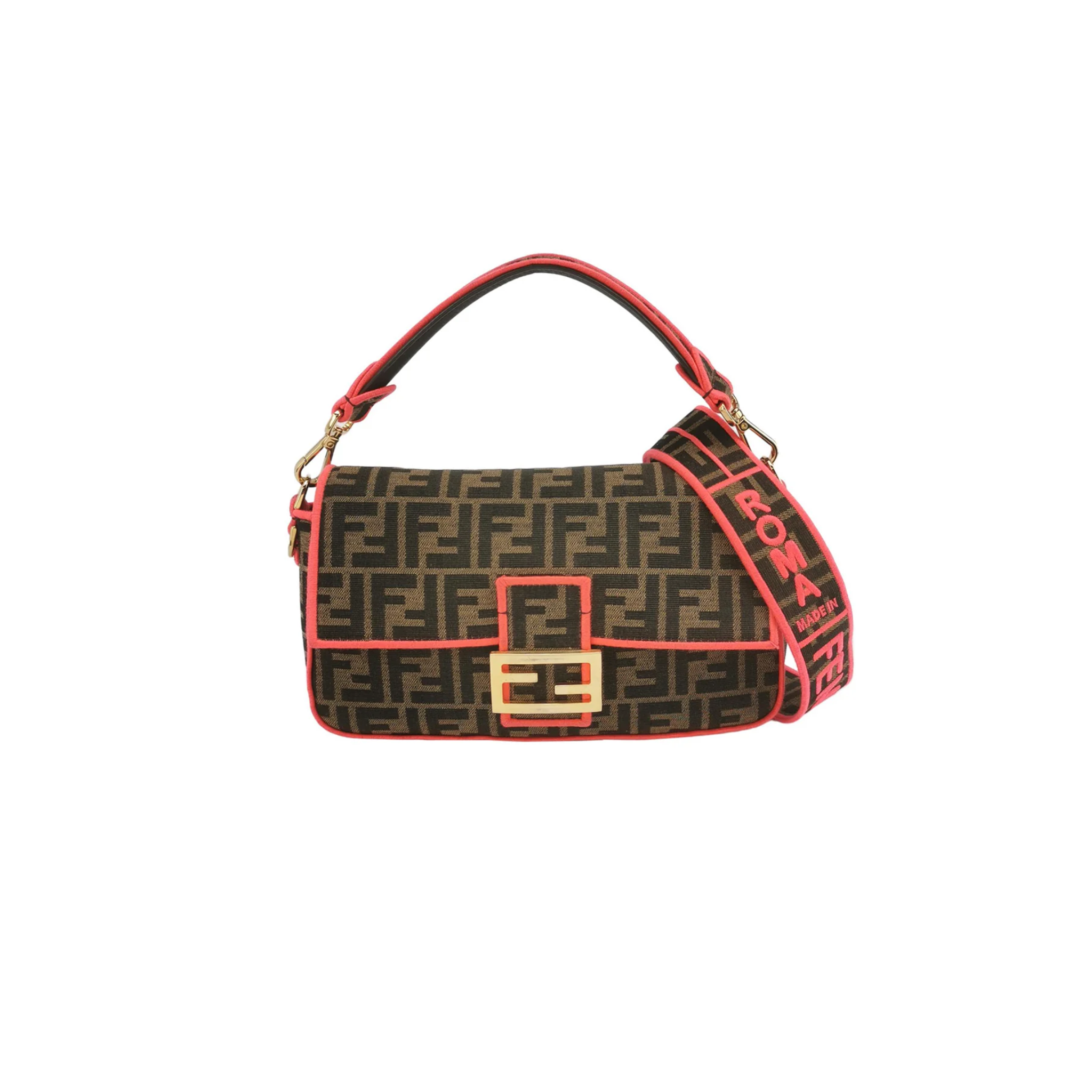 fendi-baguette-zucca-monogram-canvas-pink-neon-trimming-crossbody-bag