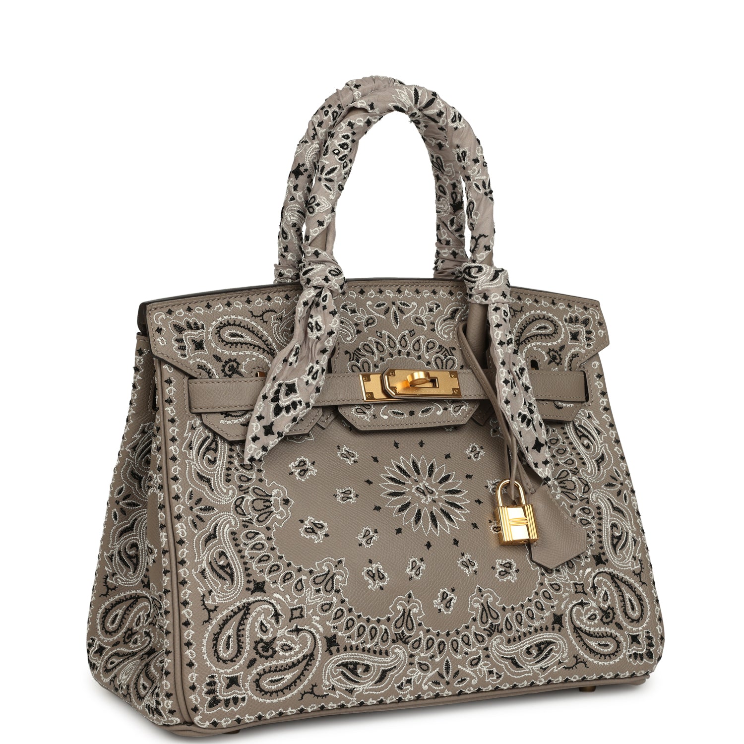 Jay Ahr Birkin 30 Gris Asphalte Epsom Bandana Embroidery Gold Hardware Bag