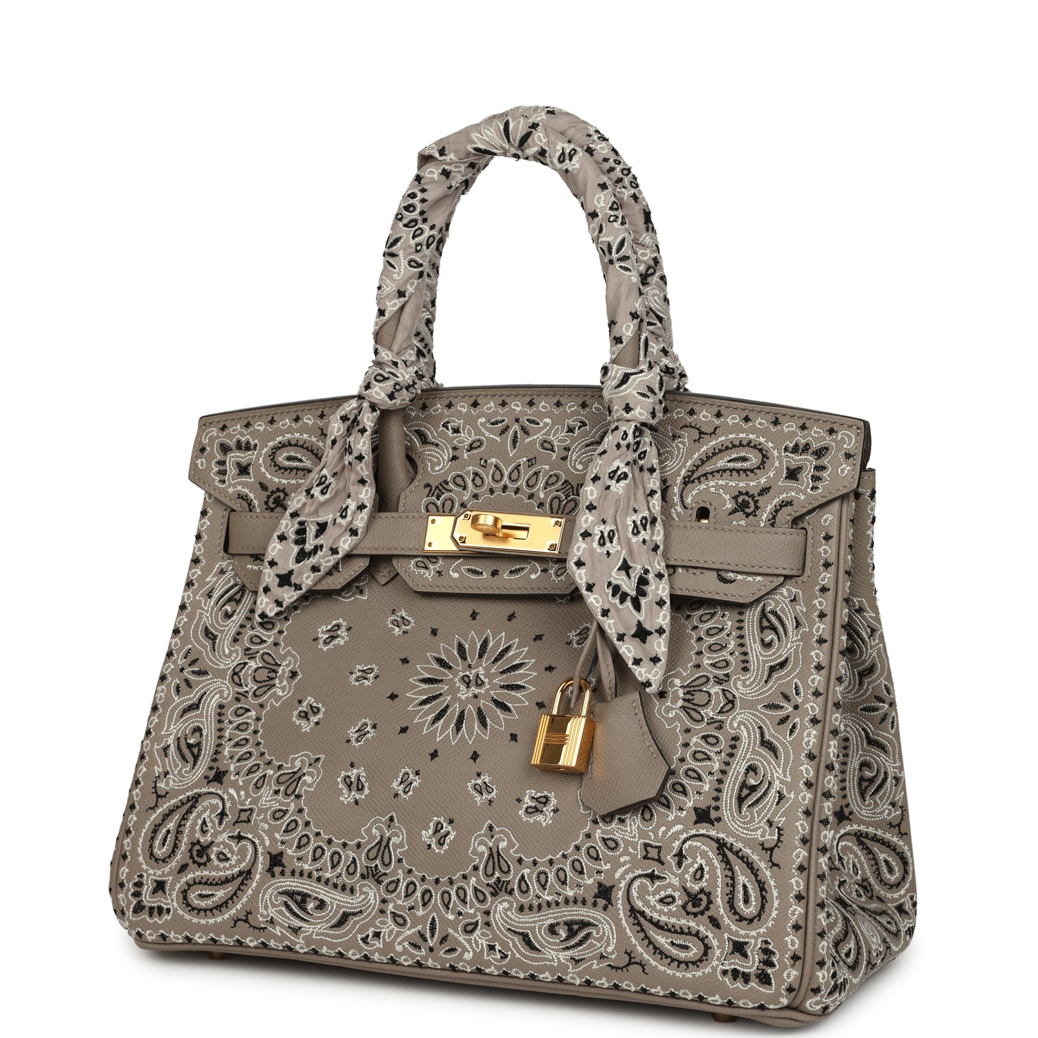 Jay Ahr Birkin 30 Gris Asphalte Epsom Bandana Embroidery Gold Hardware Bag