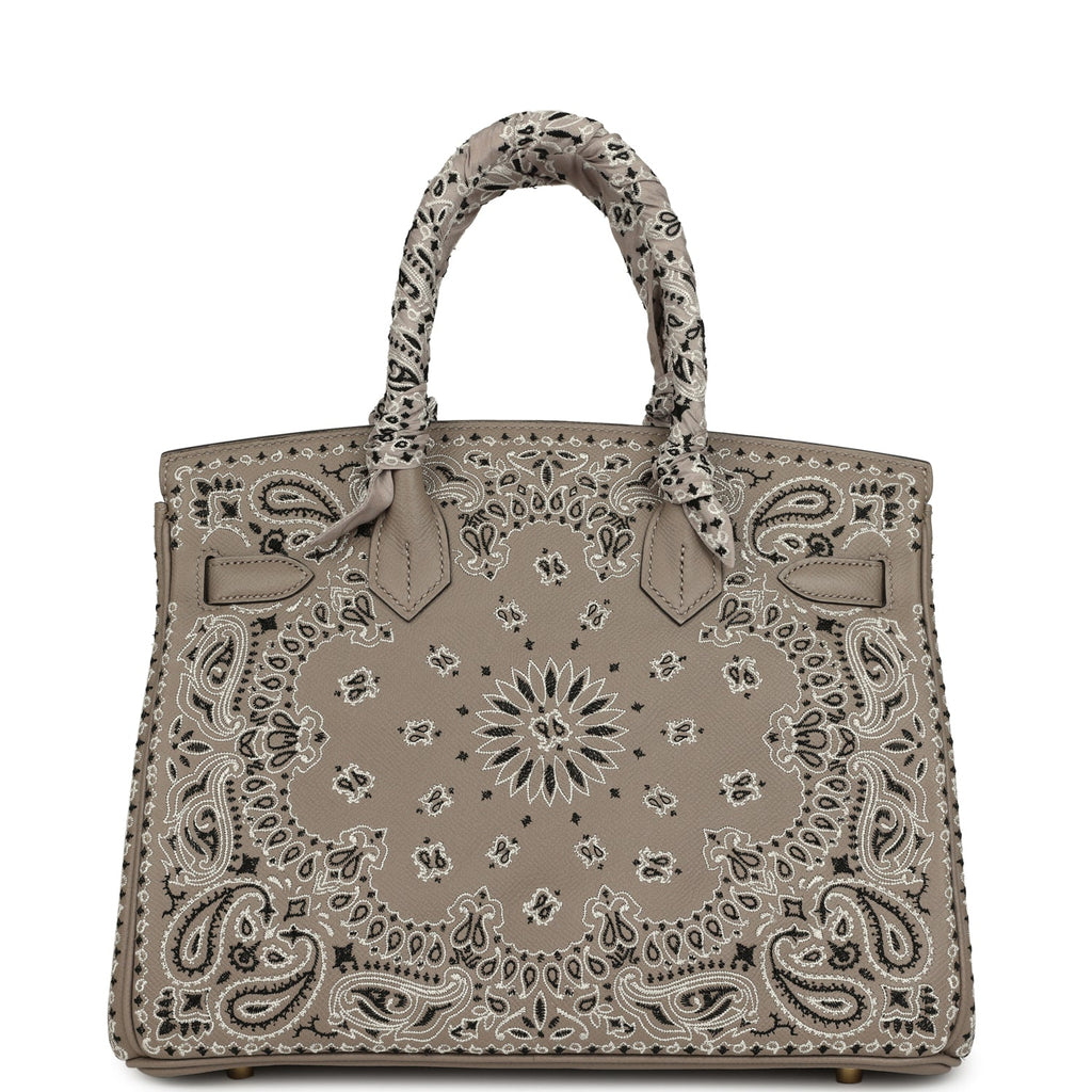 Jay Ahr Birkin 30 Gris Asphalte Epsom Bandana Embroidery Gold Hardware Bag