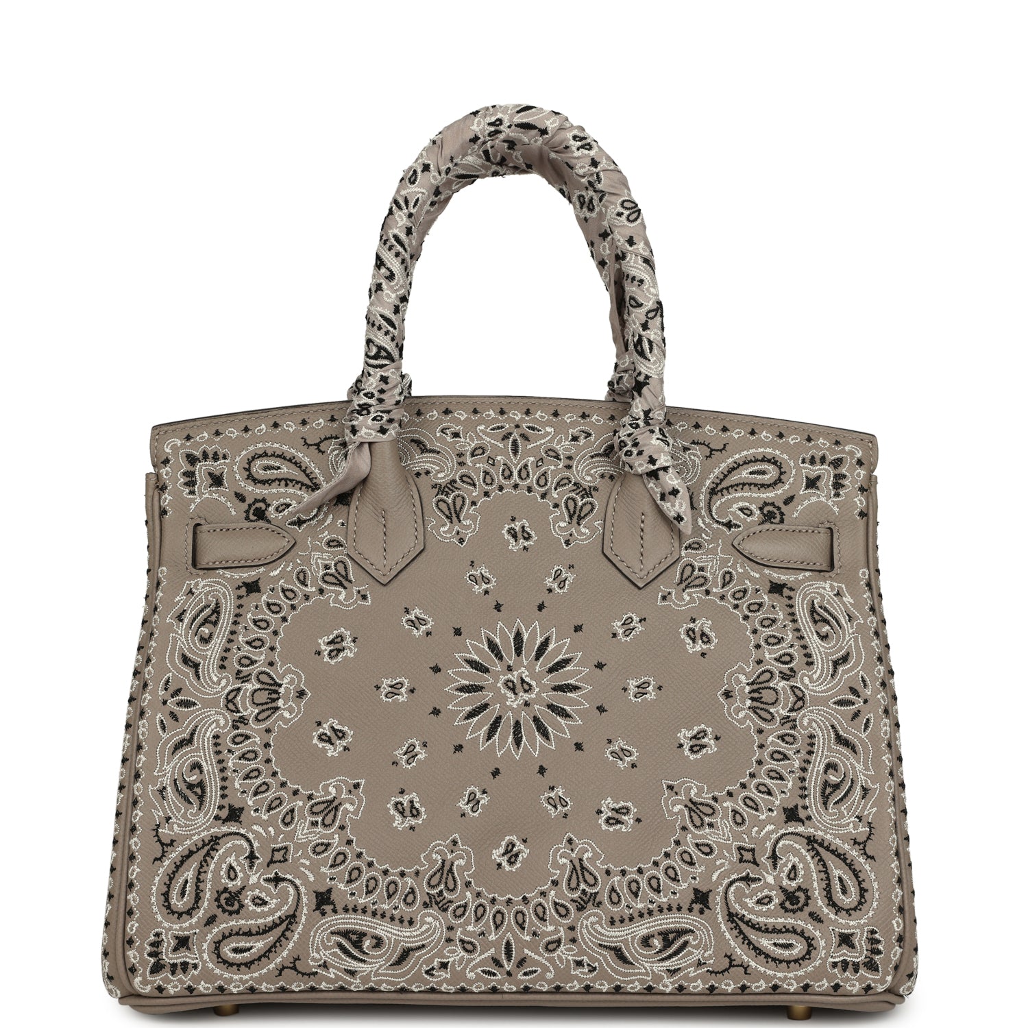 Jay Ahr Birkin 30 Gris Asphalte Epsom Bandana Embroidery Gold Hardware Bag