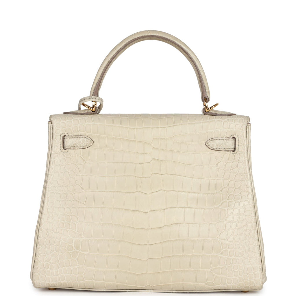Kelly Retourne 25 Beton Matte Alligator Gold Hardware Bag