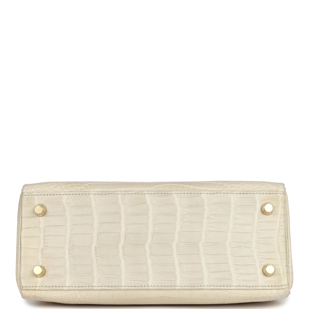 Kelly Retourne 25 Beton Matte Alligator Gold Hardware Bag