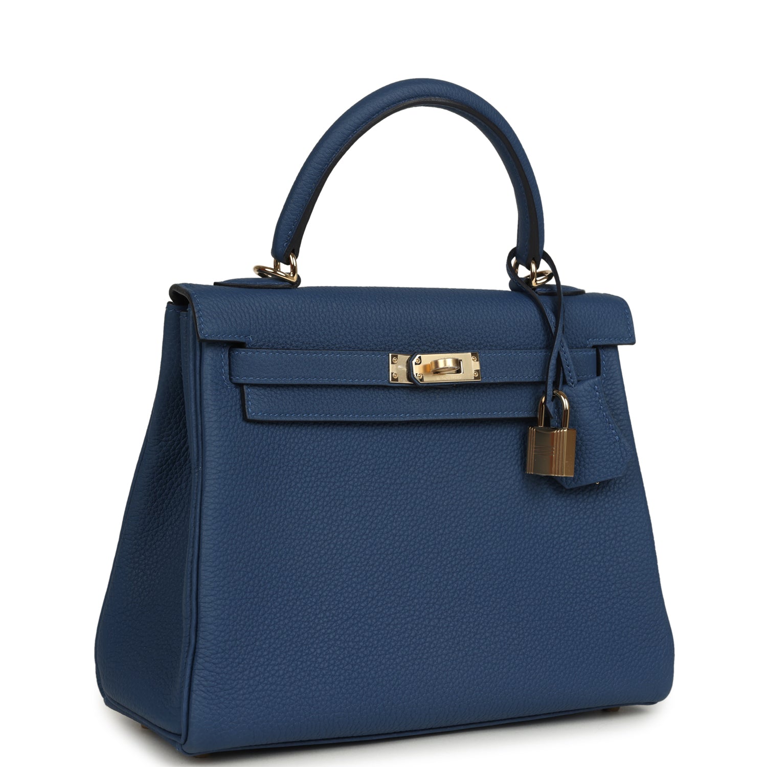Kelly Retourne 25 Bleu Tie Togo Permabrass Hardware Bag
