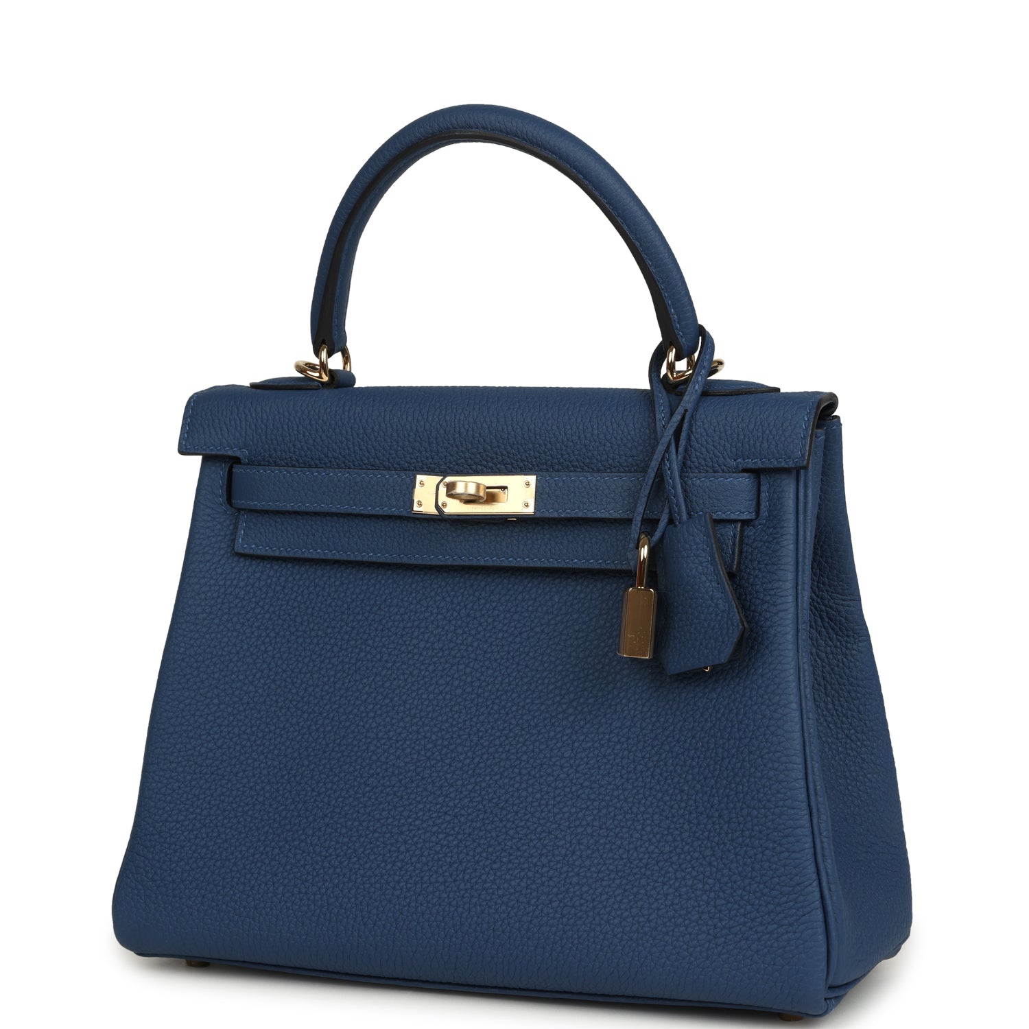 Kelly Retourne 25 Bleu Tie Togo Permabrass Hardware Bag