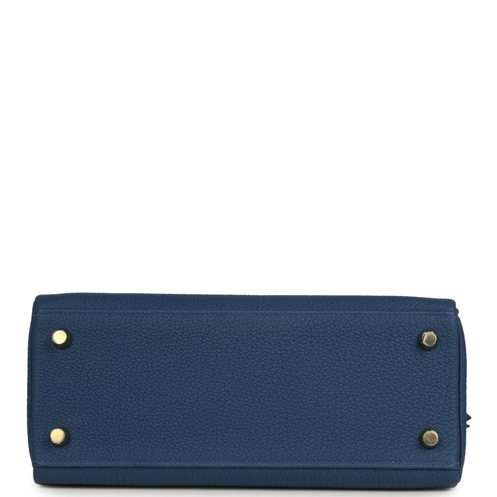 Kelly Retourne 25 Bleu Tie Togo Permabrass Hardware Bag