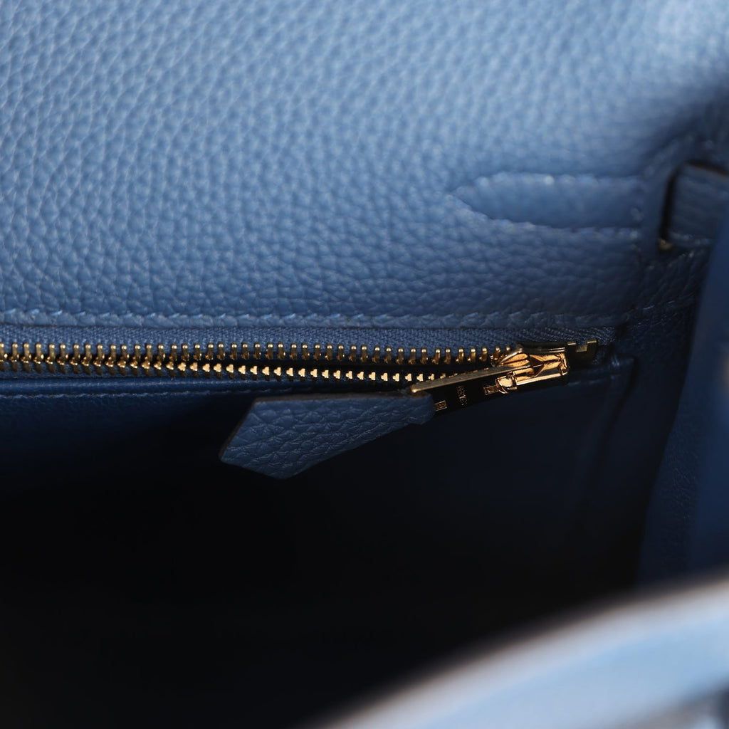 Kelly Retourne 25 Bleu Tie Togo Permabrass Hardware Bag