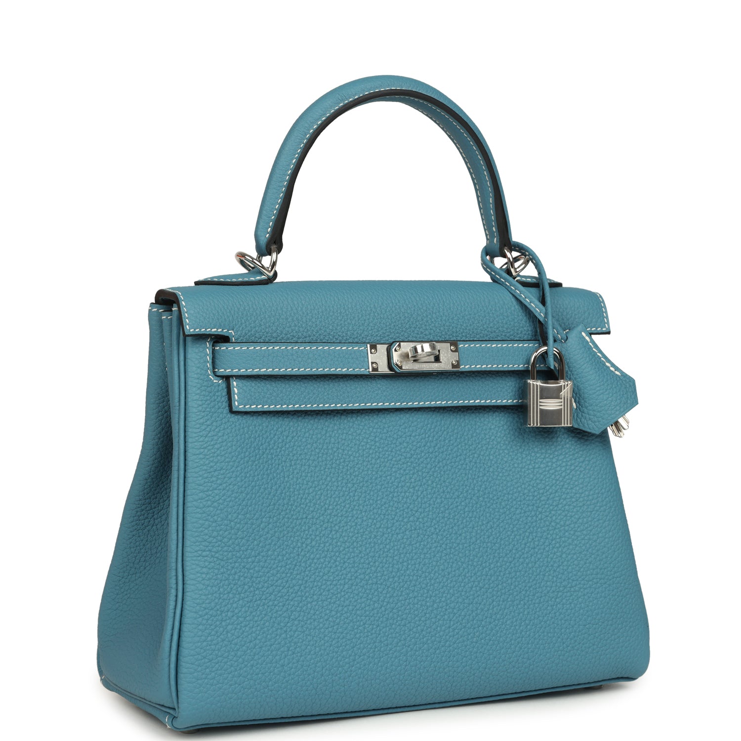 Kelly Retourne 25 Blue Jean Togo Palladium Hardware Bag