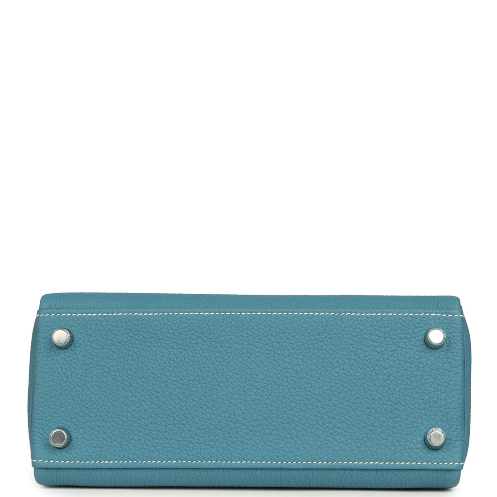 Kelly Retourne 25 Blue Jean Togo Palladium Hardware Bag