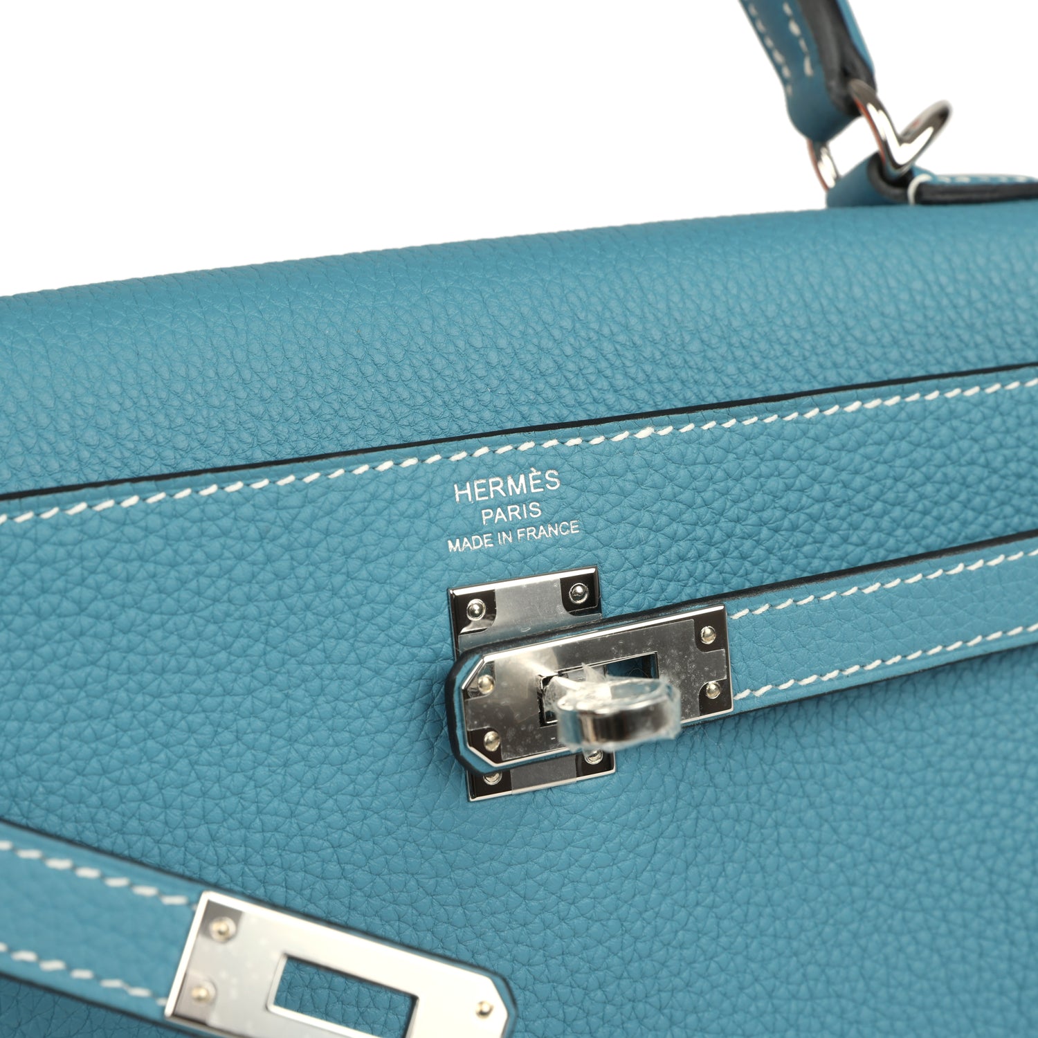 Kelly Retourne 25 Blue Jean Togo Palladium Hardware Bag