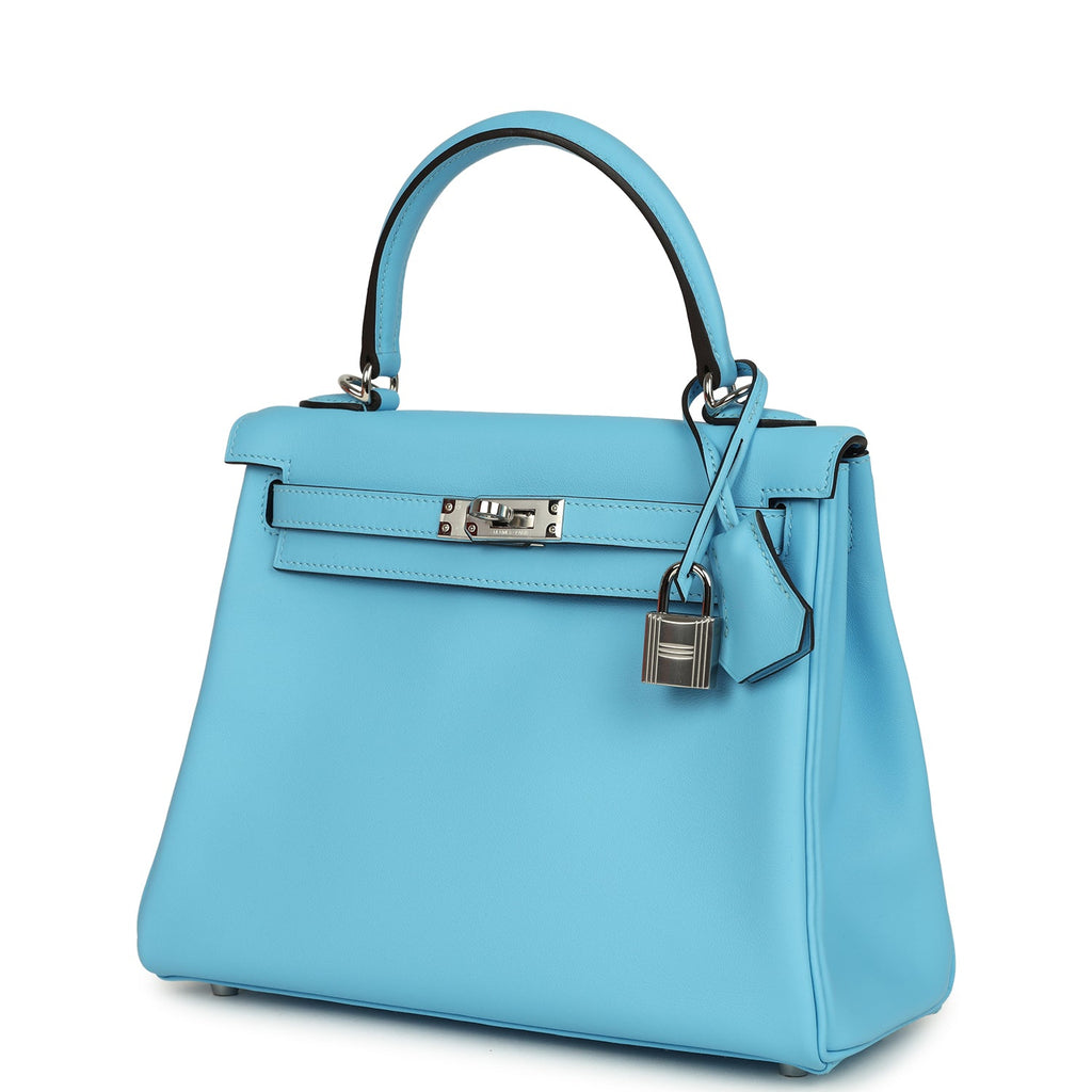 Kelly Retourne 25 Celeste Swift Palladium Hardware Bag