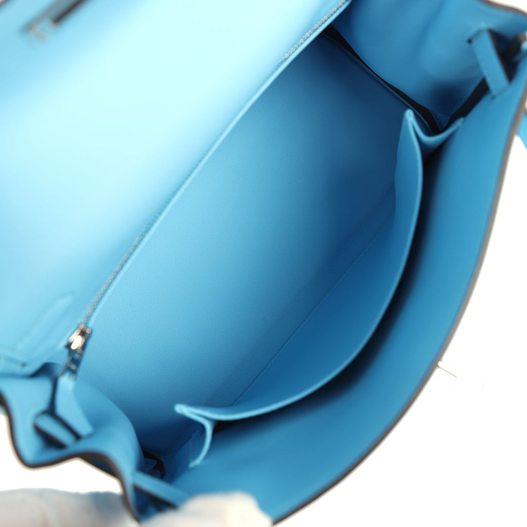 Kelly Retourne 25 Celeste Swift Palladium Hardware Bag