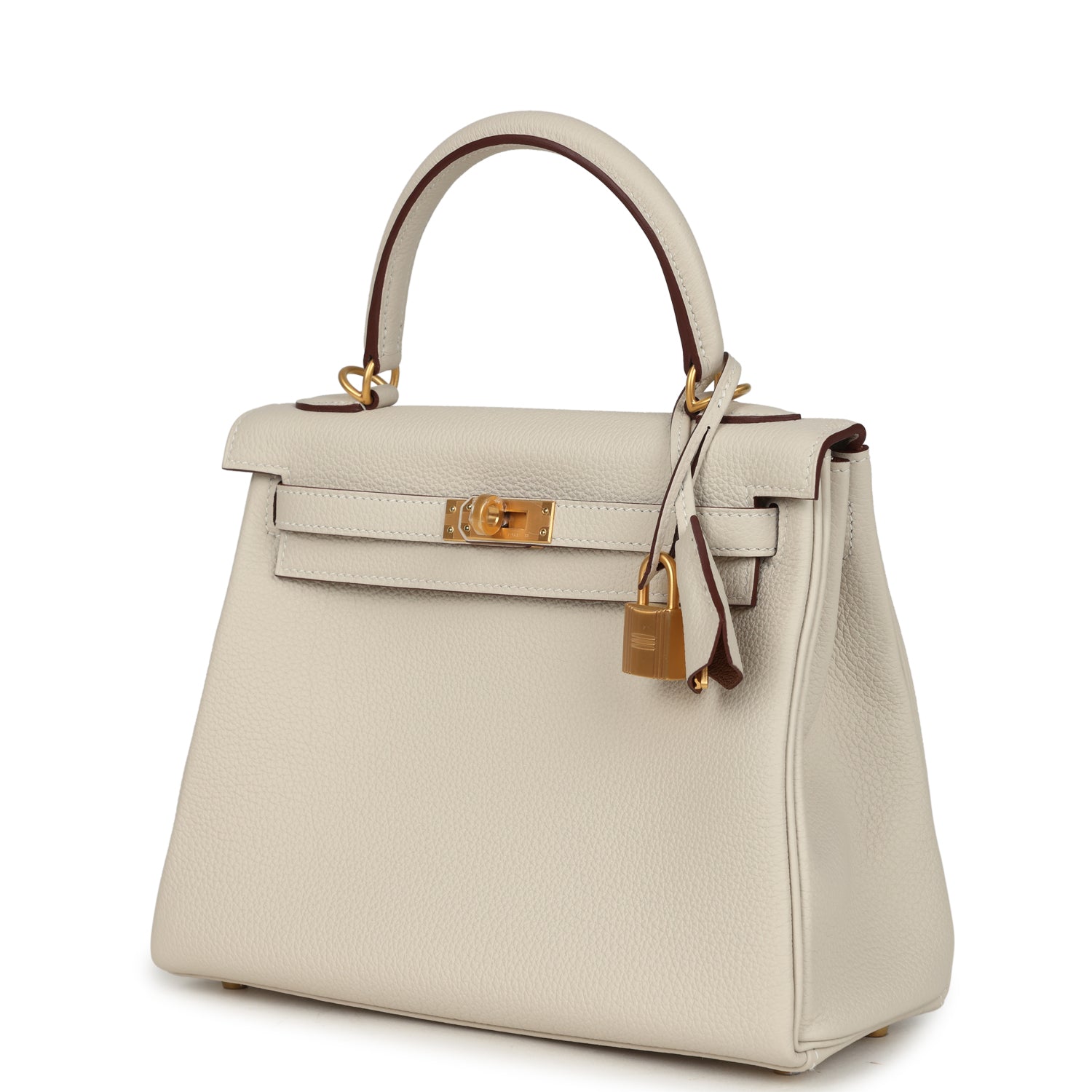 Kelly Retourne 25 Craie Verso Togo Brushed Gold Hardware Bag