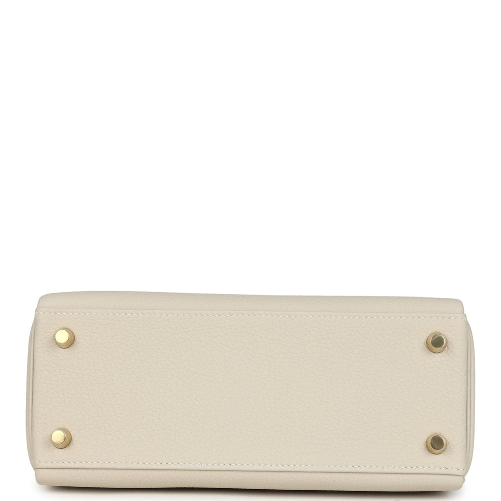 Kelly Retourne 25 Craie Verso Togo Brushed Gold Hardware Bag