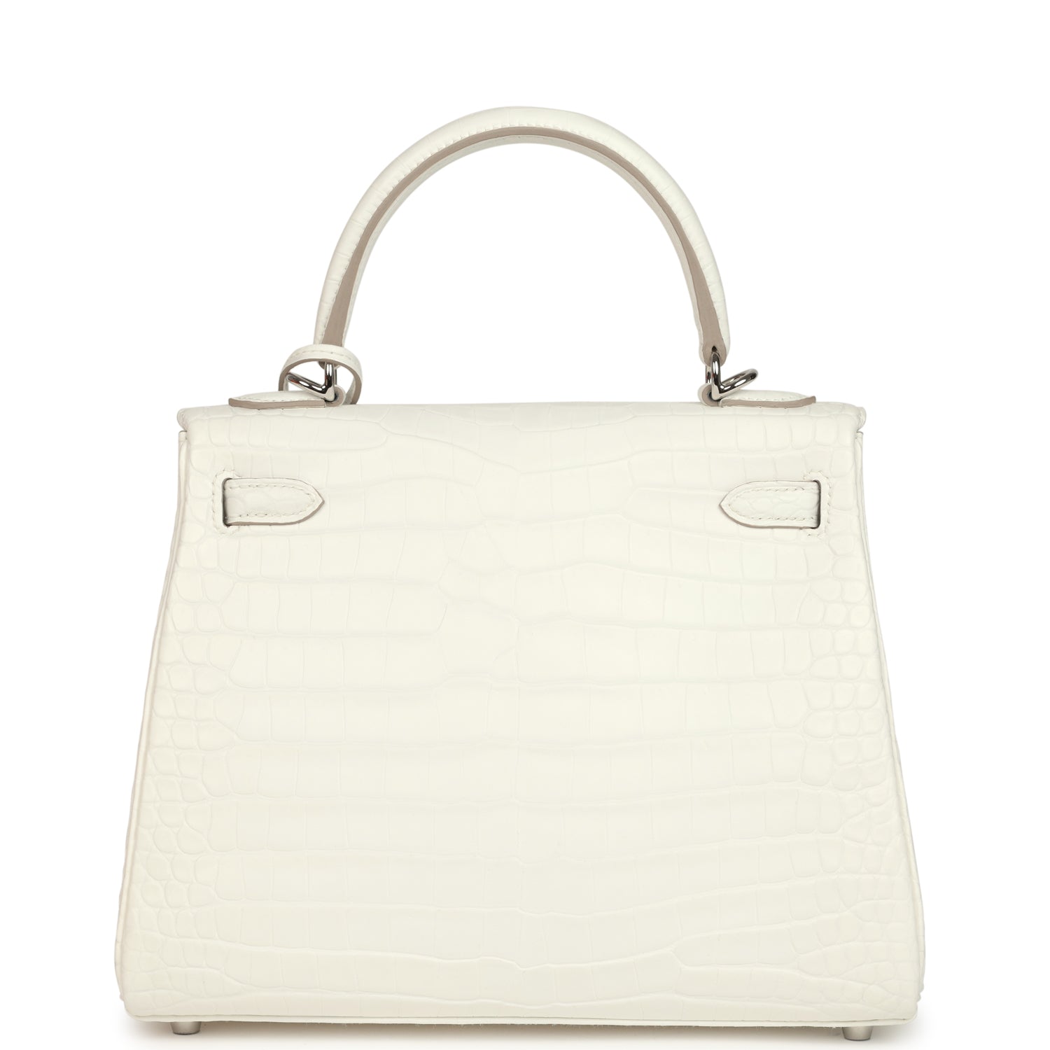 Kelly Retourne 25 Creme Chantilly Matte Crocodile Palladium Hardware Bag