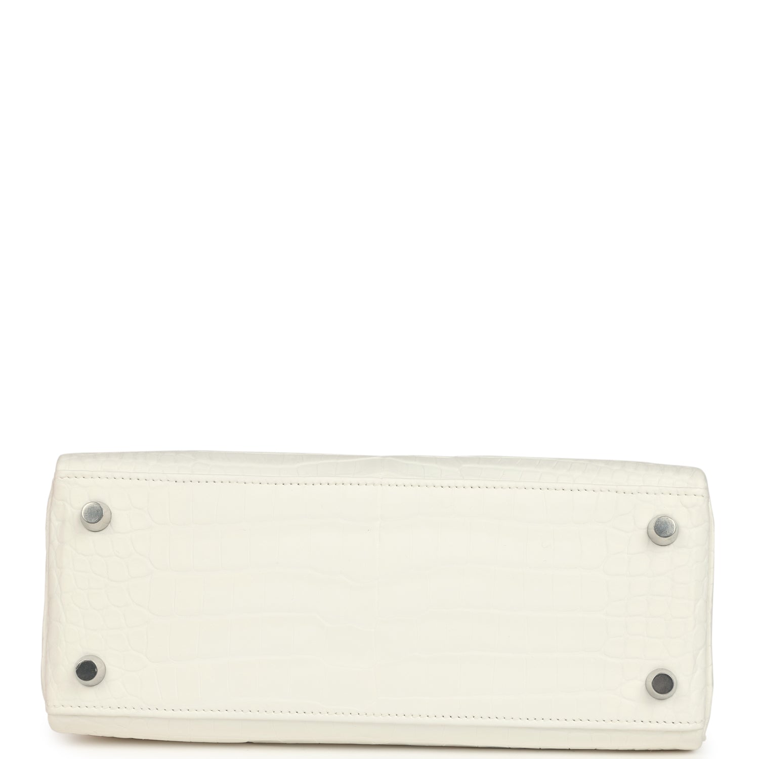 Kelly Retourne 25 Creme Chantilly Matte Crocodile Palladium Hardware Bag