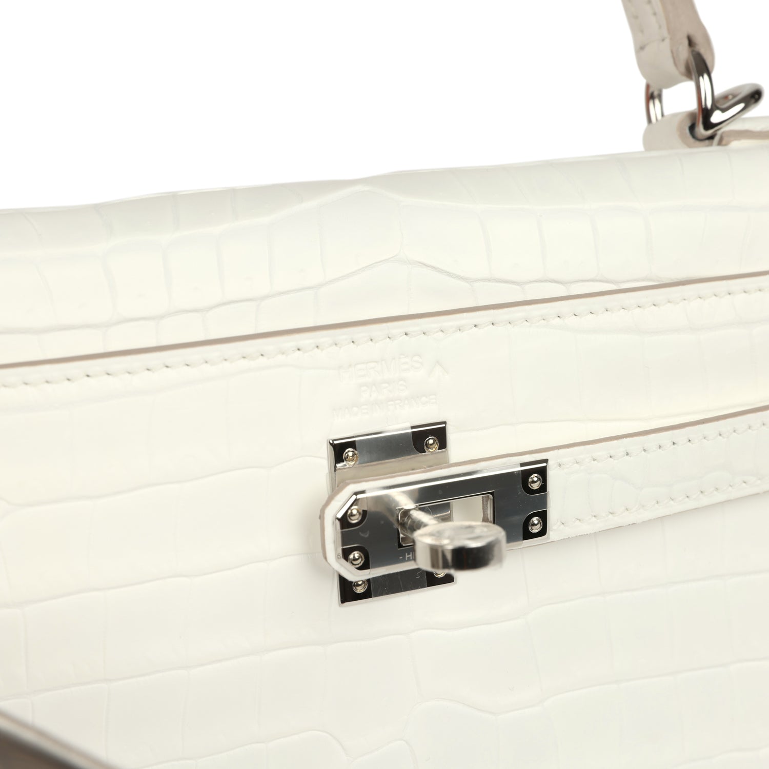 Kelly Retourne 25 Creme Chantilly Matte Crocodile Palladium Hardware Bag