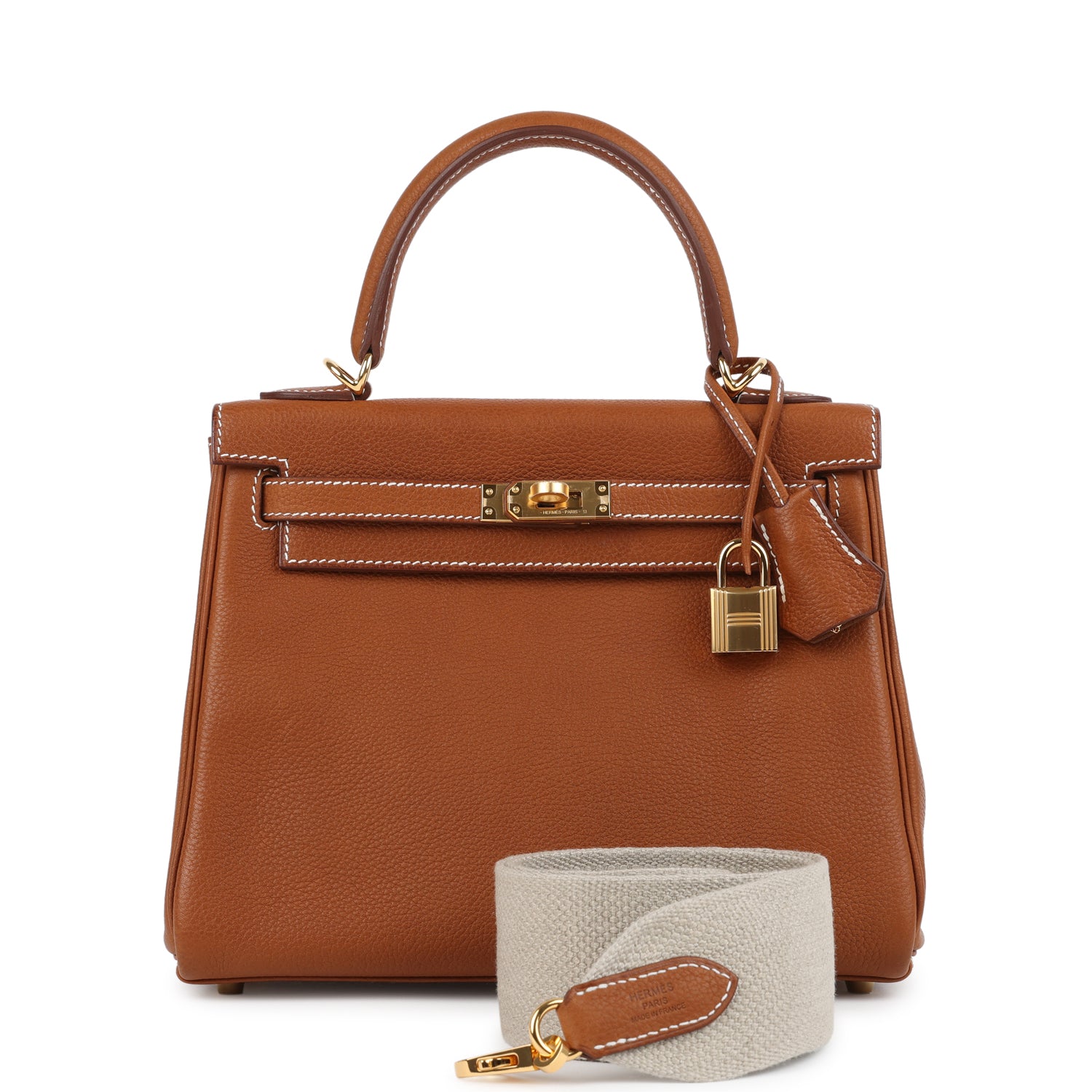 Kelly Retourne 25 Fauve Barenia Faubourg Gold Hardware Bag