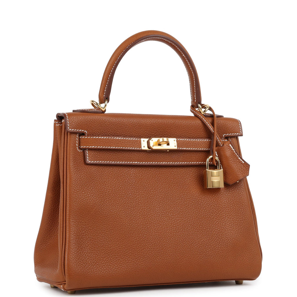 Kelly Retourne 25 Fauve Barenia Faubourg Gold Hardware Bag