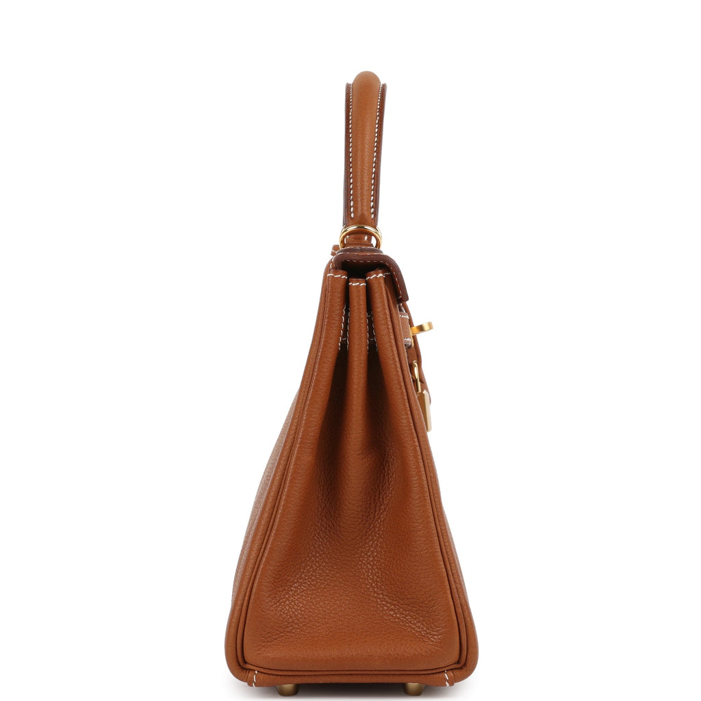 Kelly Retourne 25 Fauve Barenia Faubourg Gold Hardware Bag