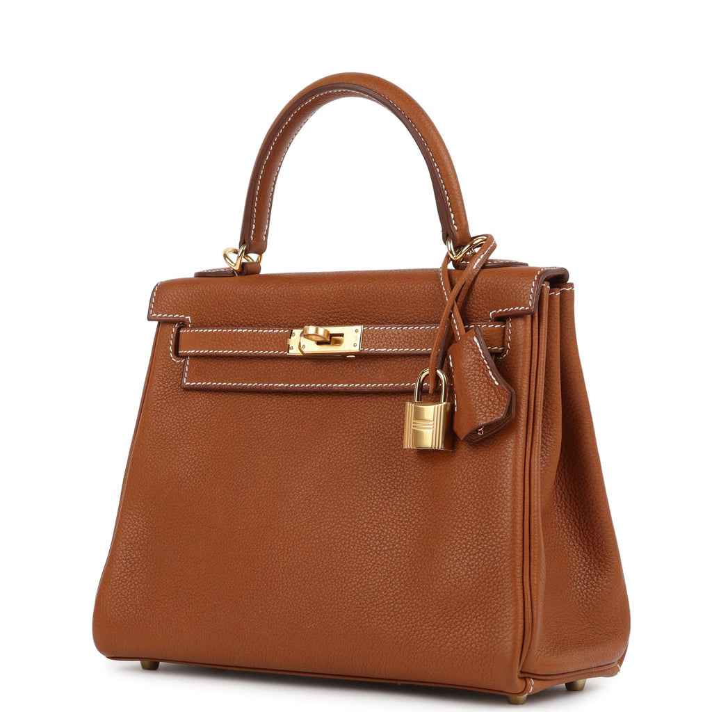 Kelly Retourne 25 Fauve Barenia Faubourg Gold Hardware Bag