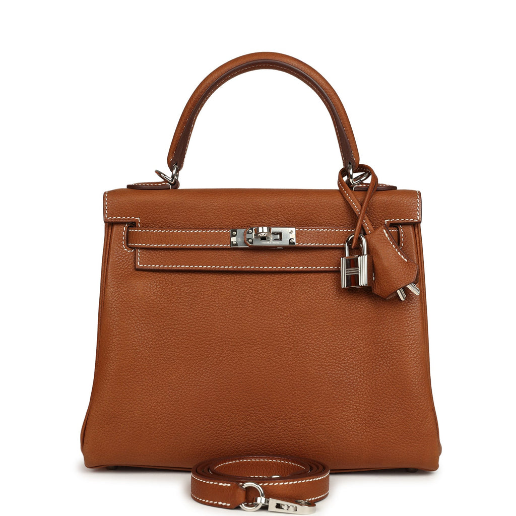 Kelly Retourne 25 Fauve Barenia Faubourg Palladium Hardware Bag