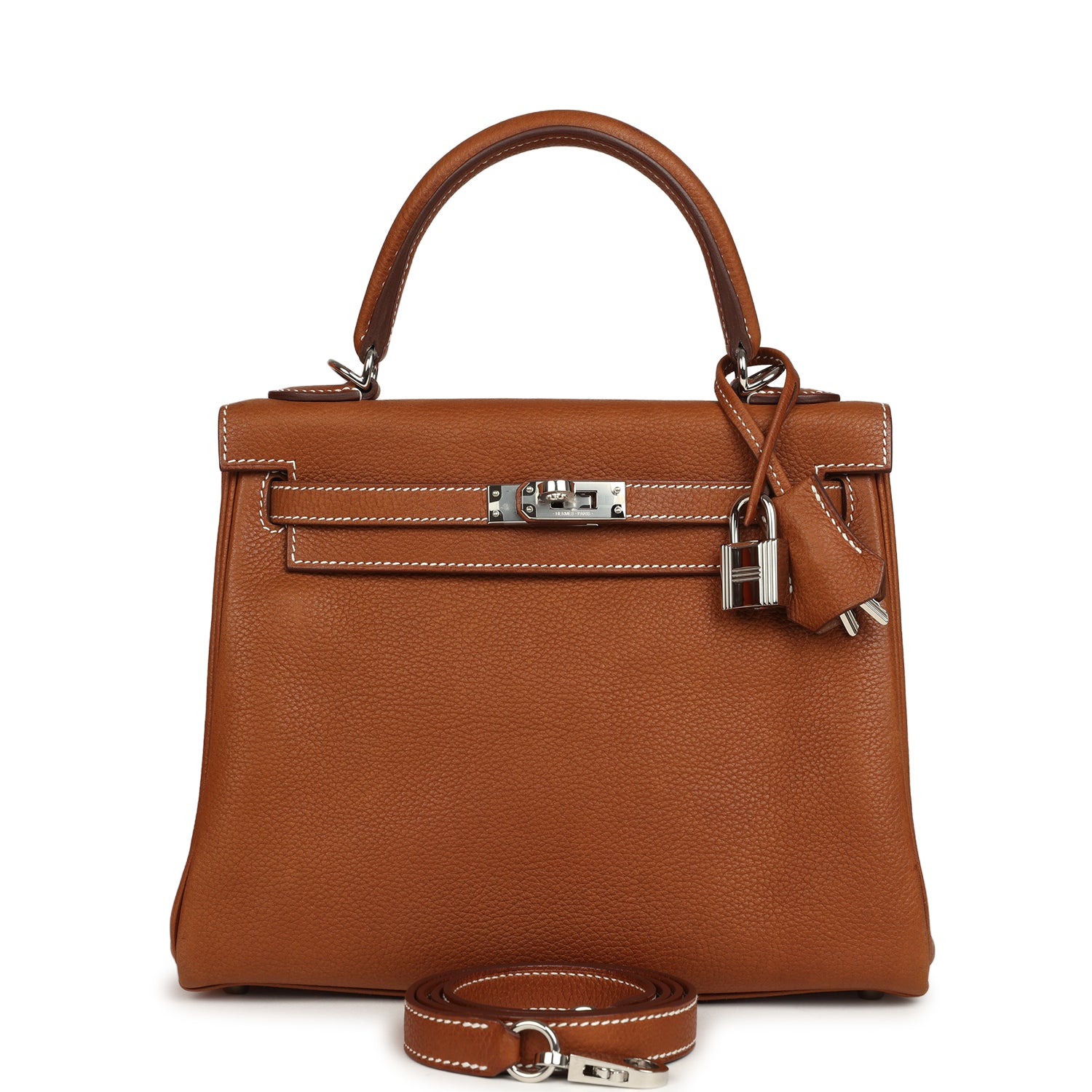 Kelly Retourne 25 Fauve Barenia Faubourg Palladium Hardware Bag