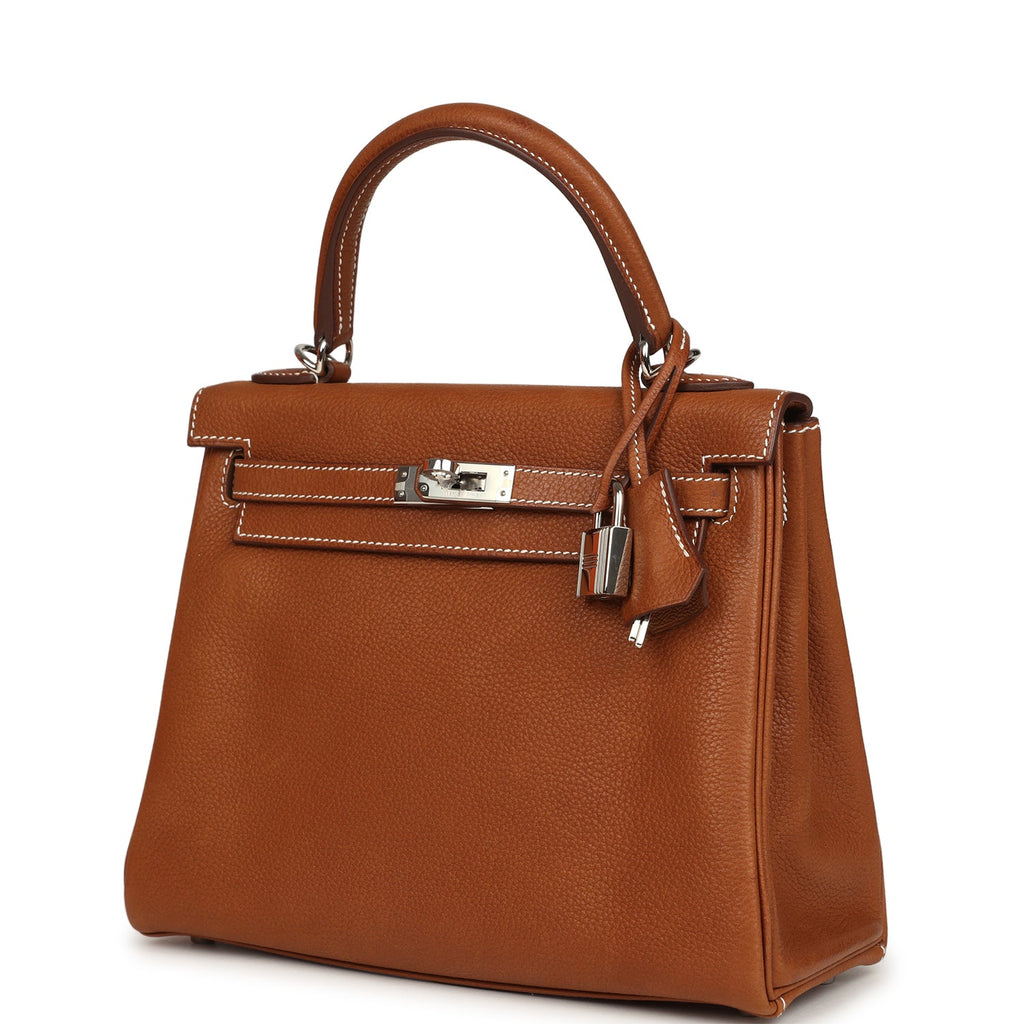 Kelly Retourne 25 Fauve Barenia Faubourg Palladium Hardware Bag