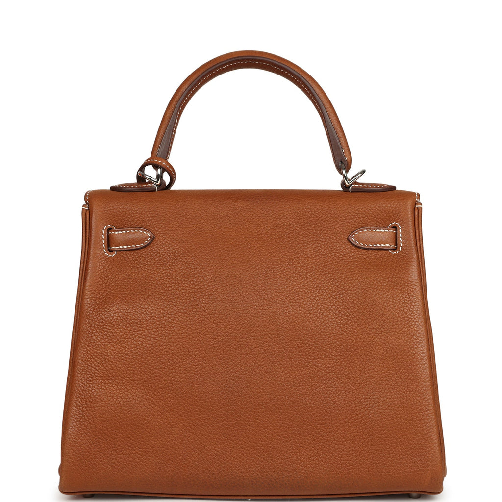Kelly Retourne 25 Fauve Barenia Faubourg Palladium Hardware Bag