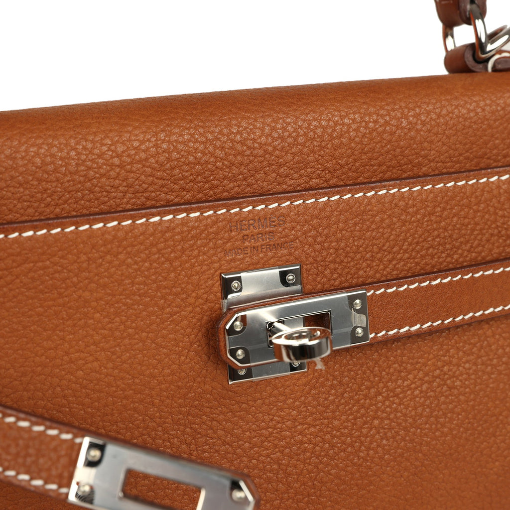 Kelly Retourne 25 Fauve Barenia Faubourg Palladium Hardware Bag