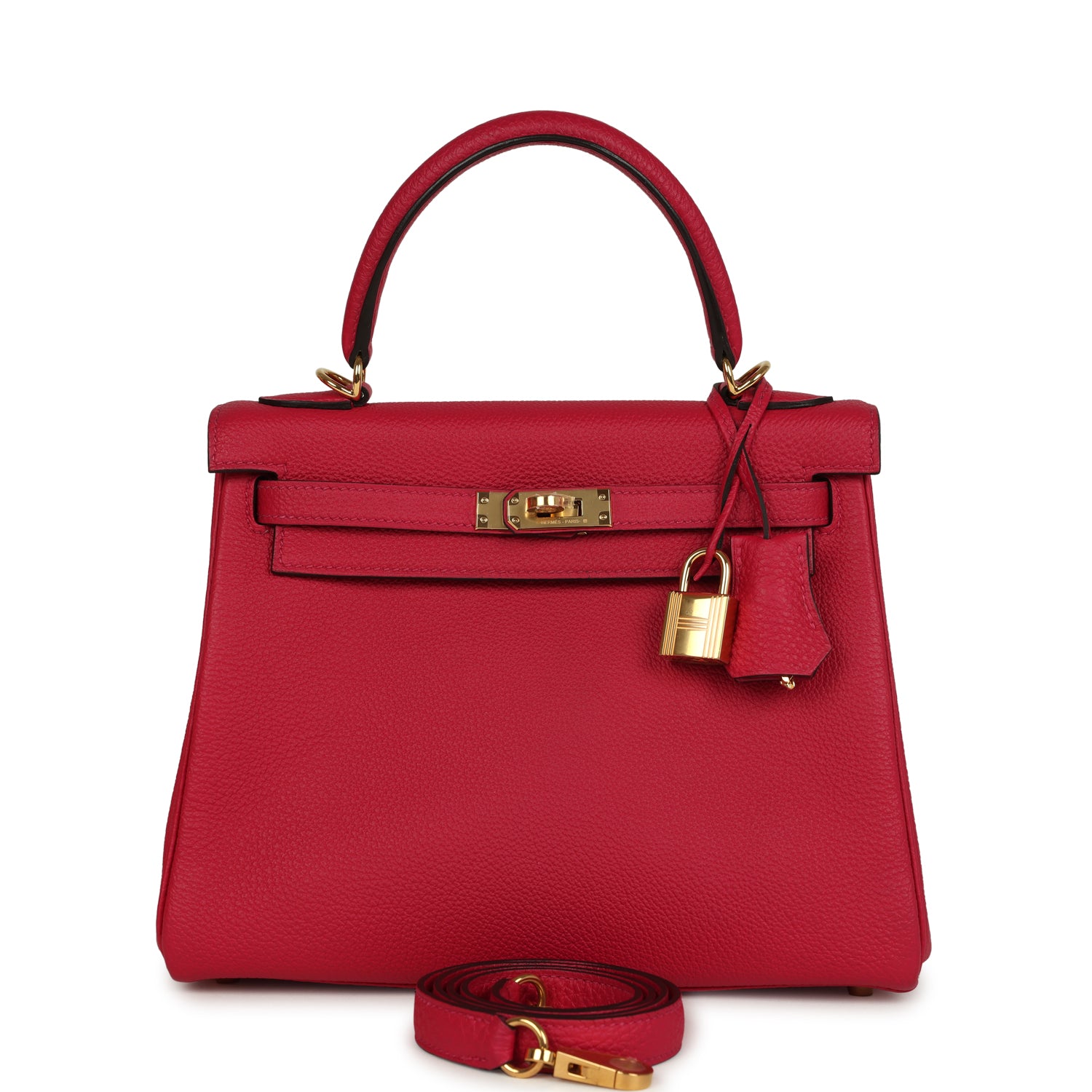 Kelly Retourne 25 Framboise Togo Gold Hardware Bag