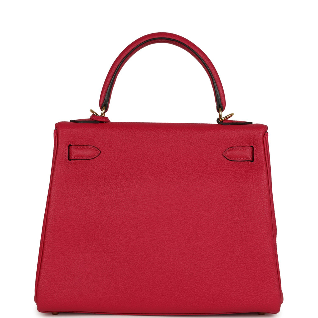 Kelly Retourne 25 Framboise Togo Gold Hardware Bag