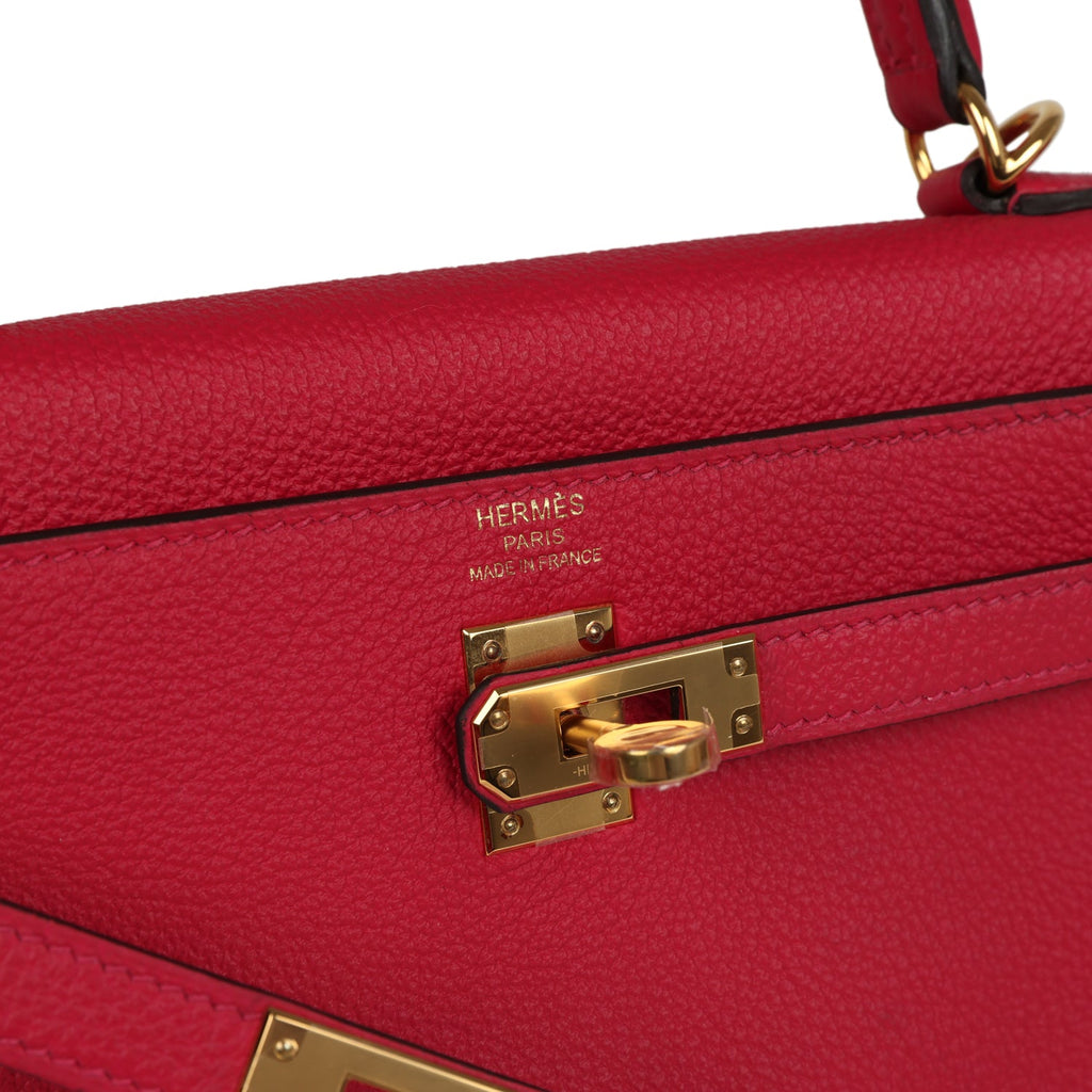 Kelly Retourne 25 Framboise Togo Gold Hardware Bag