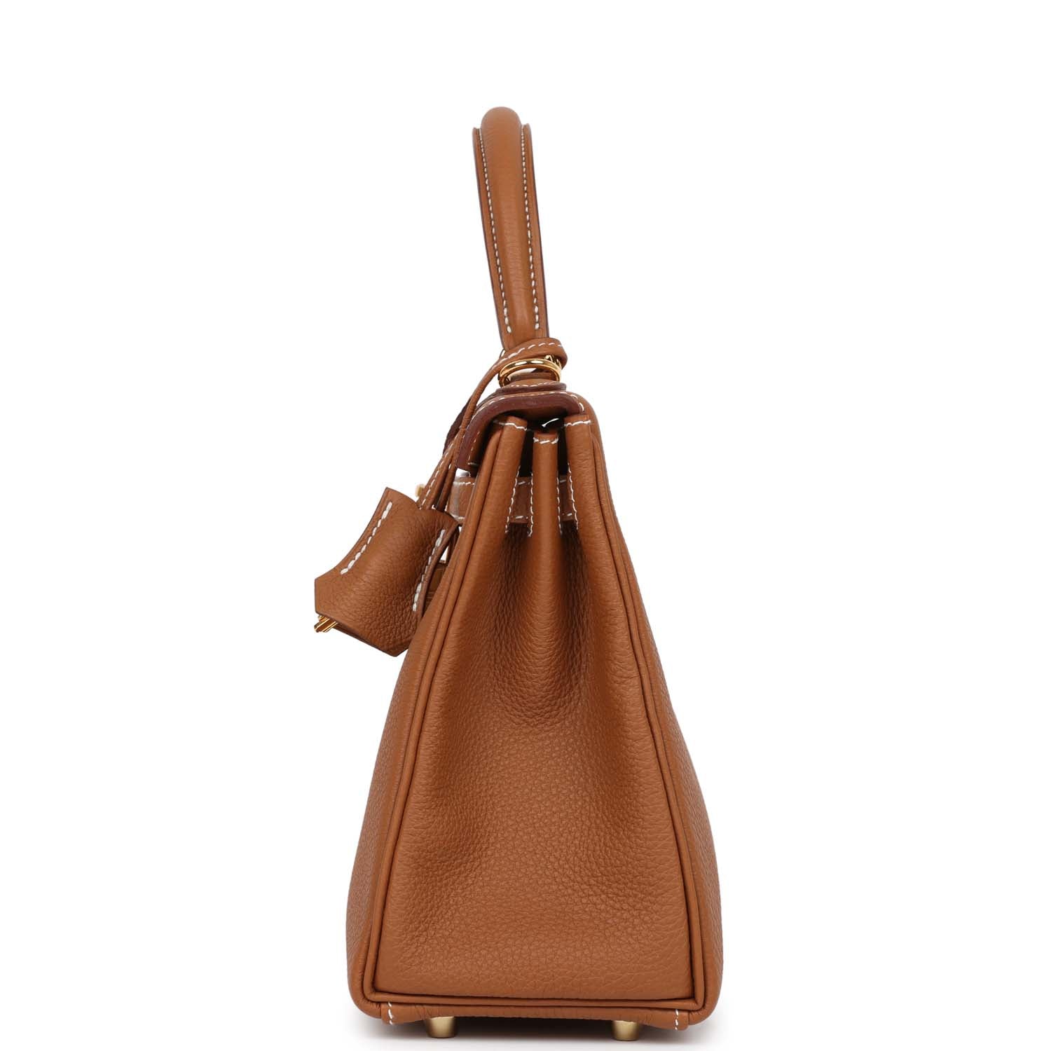 Kelly Retourne 25 Gold Togo Gold Hardware Bag