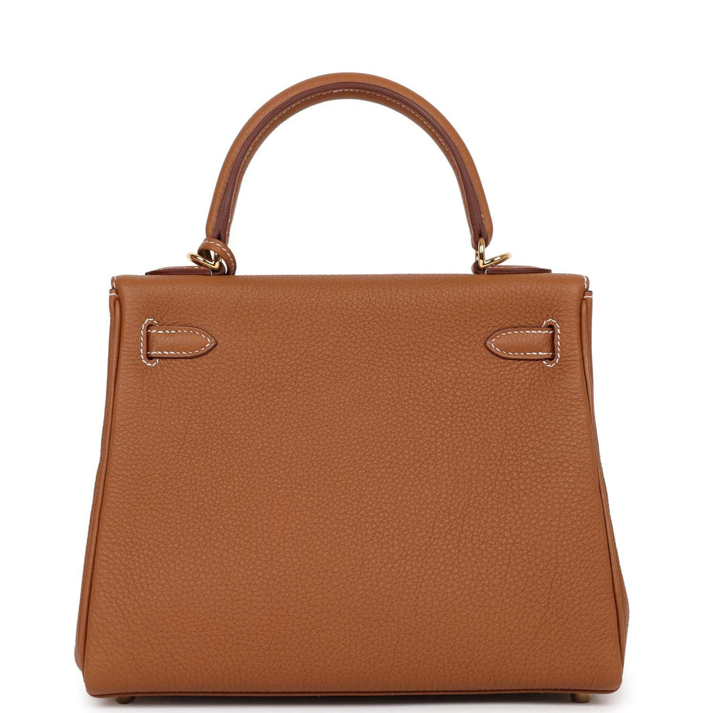 Kelly Retourne 25 Gold Togo Gold Hardware Bag