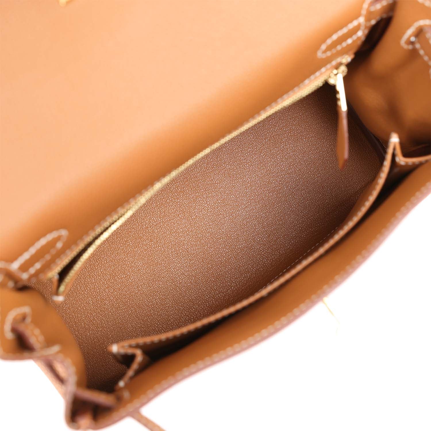 Kelly Retourne 25 Gold Togo Gold Hardware Bag