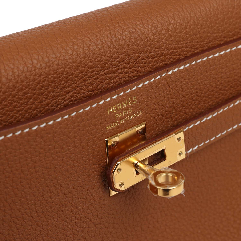 Kelly Retourne 25 Gold Togo Gold Hardware Bag