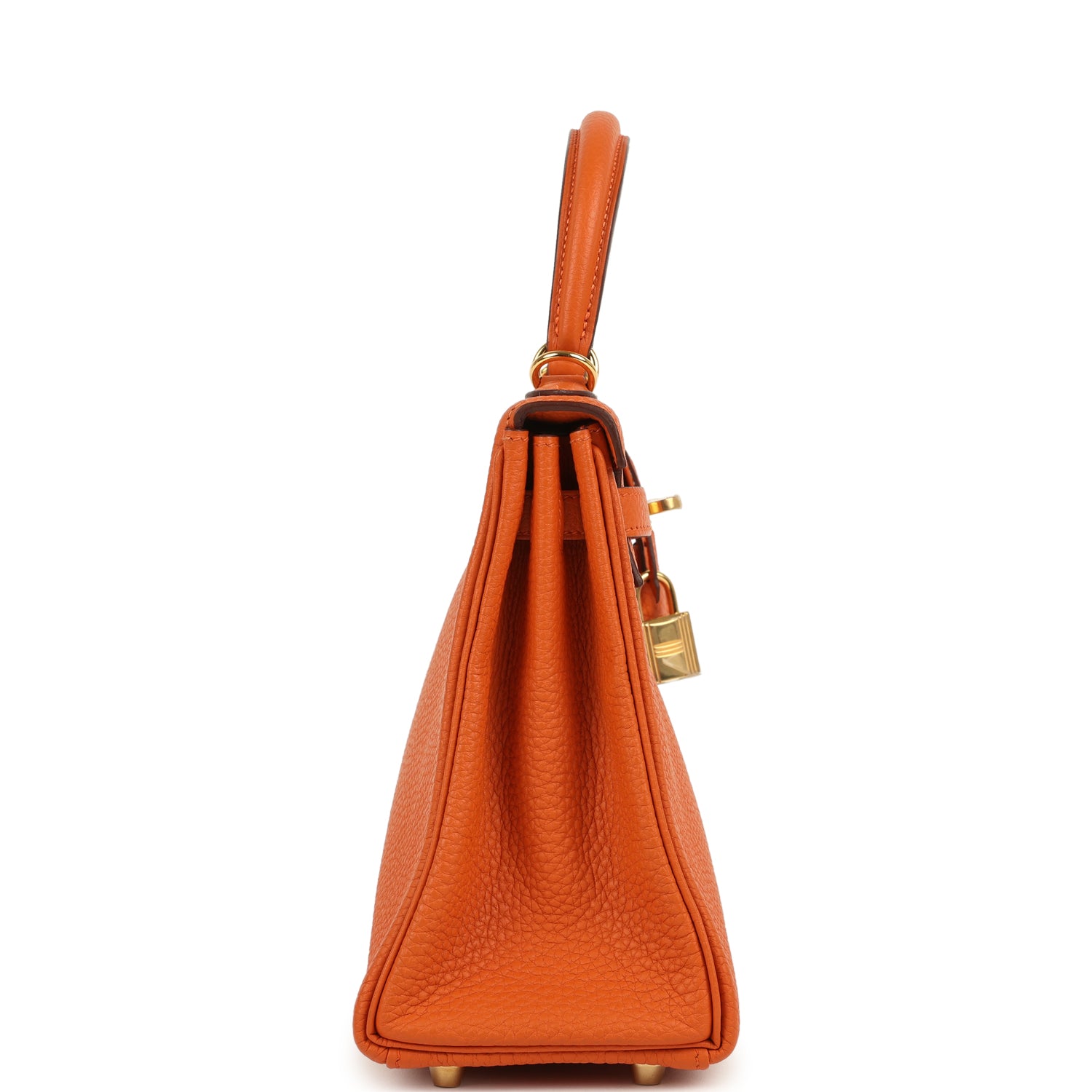 Kelly Retourne 25 Orange Togo Gold Hardware Bag