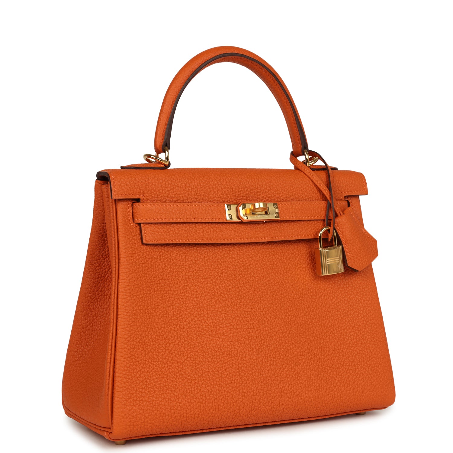 Kelly Retourne 25 Orange Verso Togo Gold Hardware Bag