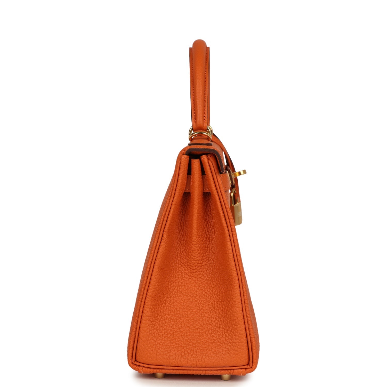 Kelly Retourne 25 Orange Verso Togo Gold Hardware Bag
