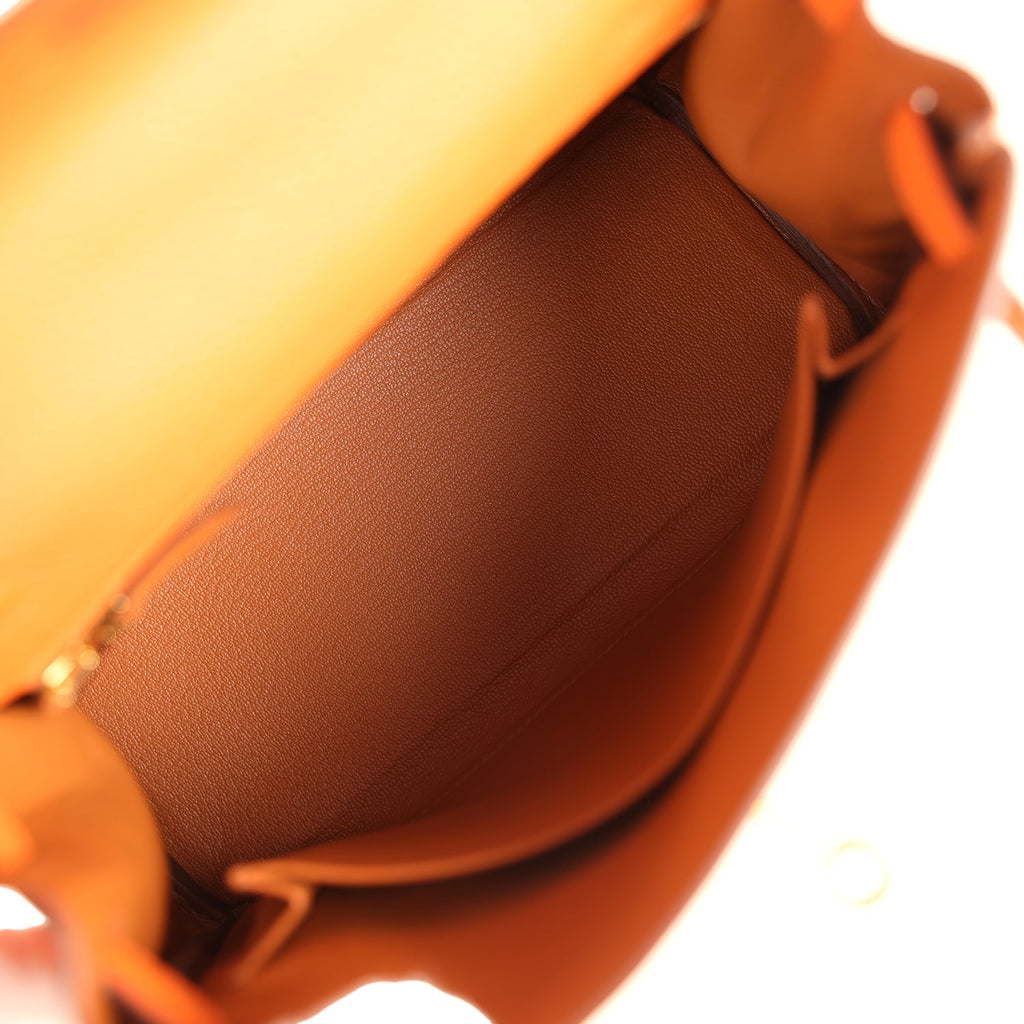 Kelly Retourne 25 Orange Verso Togo Gold Hardware Bag