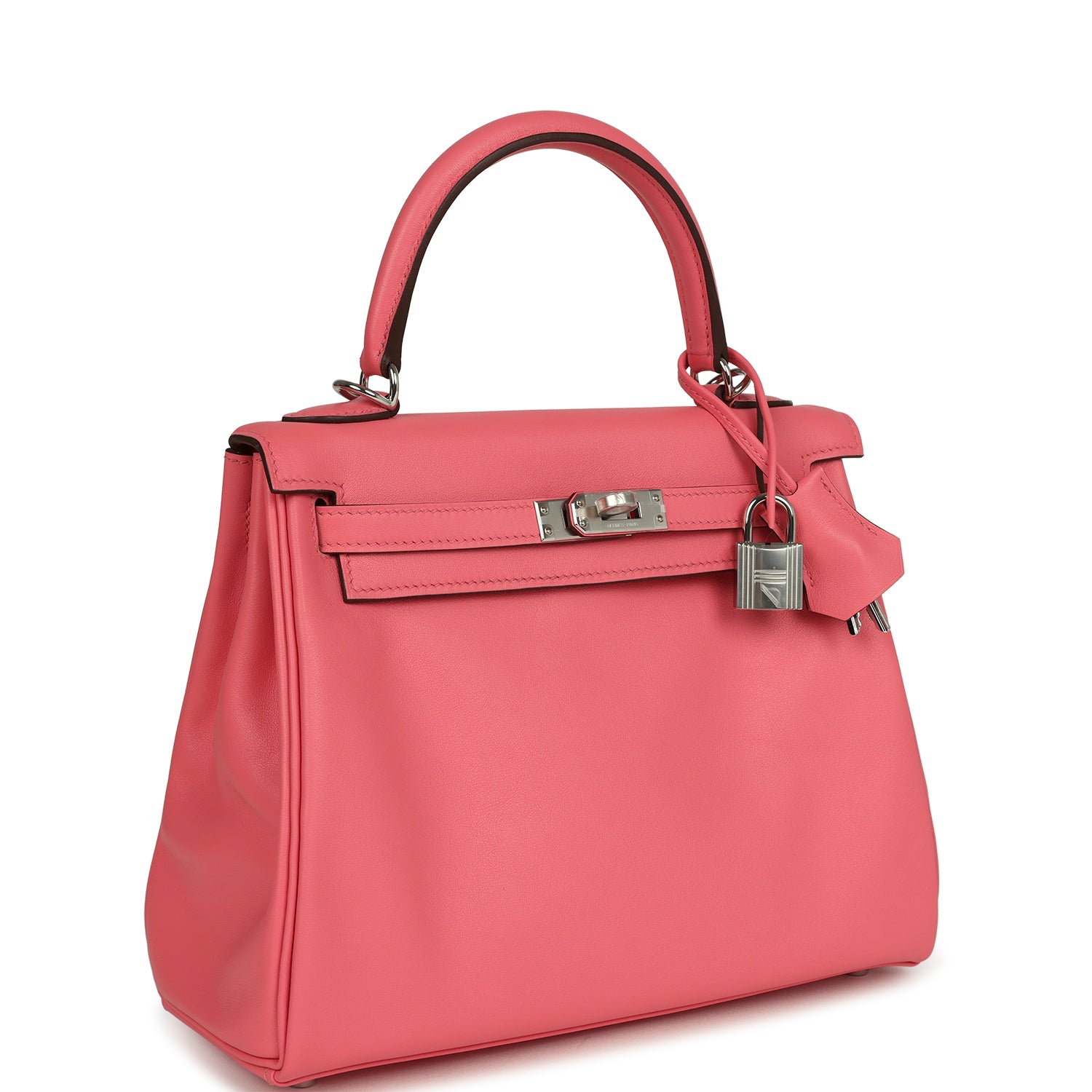 Kelly Retourne 25 Rose Azalee Swift Palladium Hardware Bag