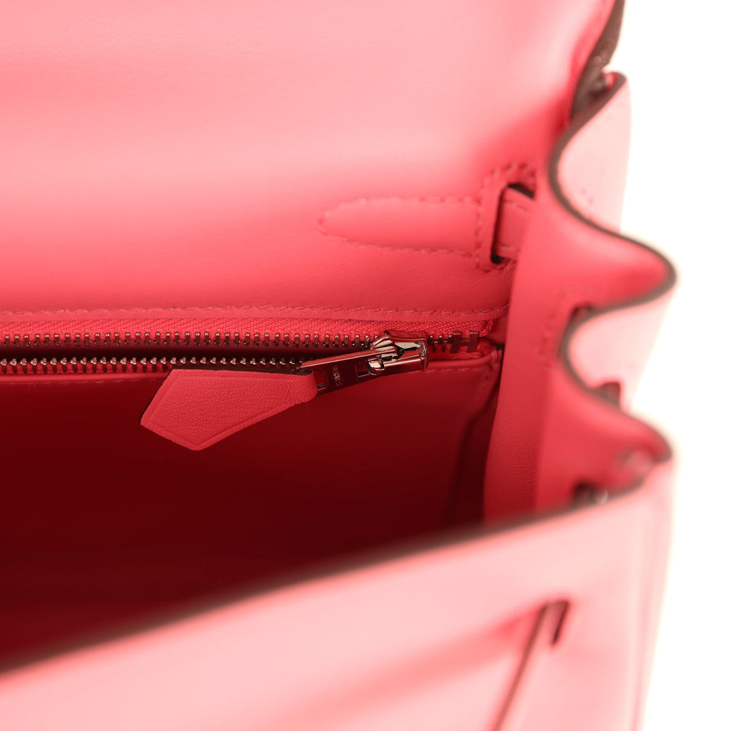 Kelly Retourne 25 Rose Azalee Swift Palladium Hardware Bag