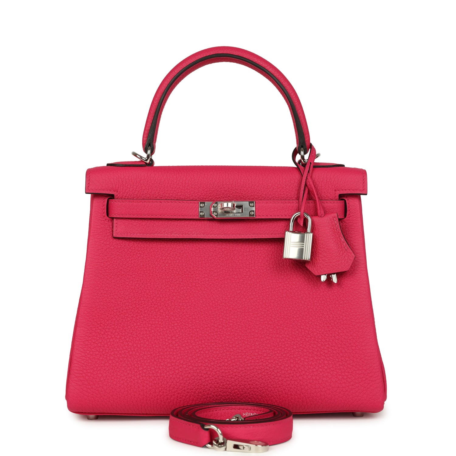 Kelly Retourne 25 Rose Mexico Togo Palladium Hardware Bag